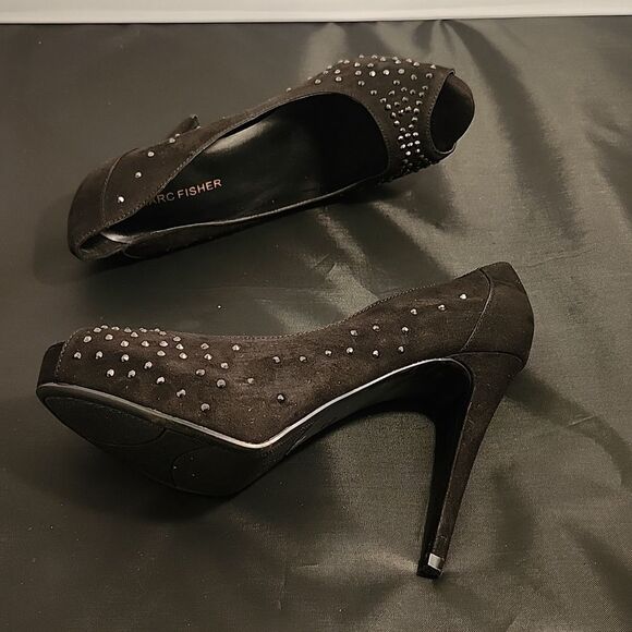 MARC FISHER JEWEL STUDDED EMBELLISHMENTS HIGH HEEL PEEP-TOE PUMP - Picture 11 of 16